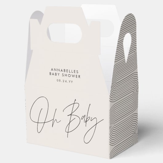 ベビーシャワースクリプトモダン白黒幾何学的 フェイバーボックス (オープン)