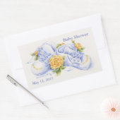 ベビーシャワーステッカーベビーシューズ&イエローローズ 長方形シール (封筒)