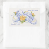 ベビーシャワーステッカーベビーシューズ&イエローローズ 長方形シール (バッグ)