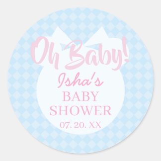 ベビーシャワーステッカー 丸 Oh baby ラウンドシール