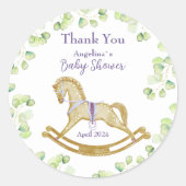 ベビーシャワーステッキありがとう ラウンドシール (正面)