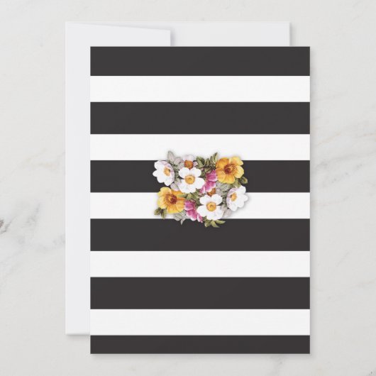 ベビーシャワーストライプ金ゴールドグリッターガールフローラ招待状 招待状 (裏面)