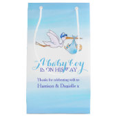 ベビーシャワーストークデリバリー男の赤ちゃんアートプレート スモールペーパーバッグ (正面)
