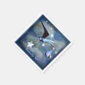 ベビーシャワーストーク&ブ生まれたばかりのルーボーイパーソナライズされた スタンダードカクテルナプキン (角)