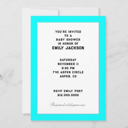 ベビーシャワースノーボーダー招待状 招待状 (裏面)