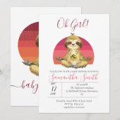 ベビーシャワースロックスピンクワイルドジャングルサファリ動物 招待状 (正面/裏面)