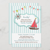 ベビーシャワーセーリングボートボーイ招待状 招待状 (正面/裏面)