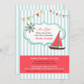 ベビーシャワーセーリングボートボーイ招待状 招待状 (正面/裏面)