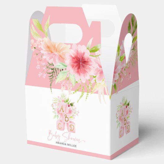 ベビーシャワータイポグラフィピンクアルファベットブロック フェイバーボックス (オープン)