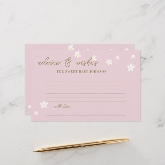 ベビーシャワータイムカプセルカードデイジーパステルピンク 便箋 (正面/裏面インサイチュ)