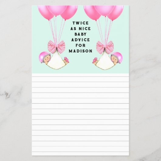 ベビーシャワーツインアドバイスカード チラシ (正面)