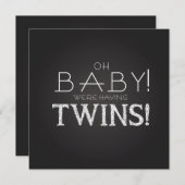 ベビーシャワーツインズグレーチョークボードモダンクラシック 招待状 (正面/裏面)