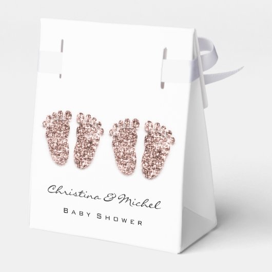ベビーシャワーツインズ足グリッターバラホワイトガールボーイ フェイバーボックス (裏面サイド)