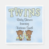 ベビーシャワーツインボーイズテディベア スタンダードランチョンナプキン (正面)