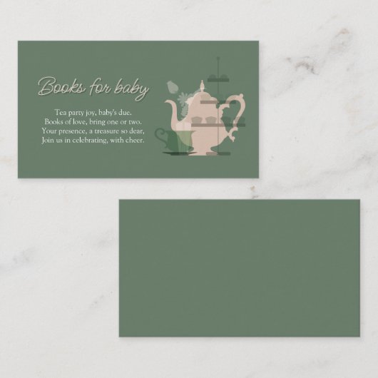 ベビーシャワーティーパーティーかわいいミニマリストチックグリーン エンクロージャーカード (正面/裏面)
