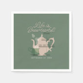 ベビーシャワーティーパーティーかわいいミニマリストチックグリーン スタンダードカクテルナプキン (正面)