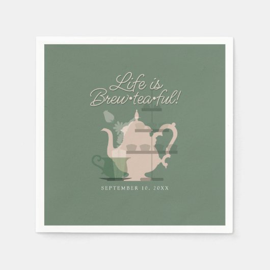 ベビーシャワーティーパーティーかわいいミニマリストチックグリーン スタンダードカクテルナプキン (正面)