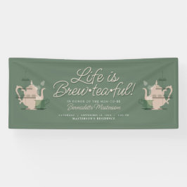 ベビーシャワーティーパーティーかわいいミニマリストチックグリーン 横断幕