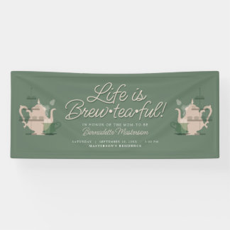 ベビーシャワーティーパーティーかわいいミニマリストチックグリーン 横断幕