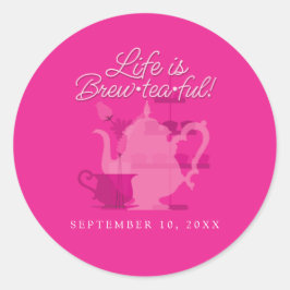 ベビーシャワーティーパーティーかわいいミニマリストチックピンク ラウンドシール