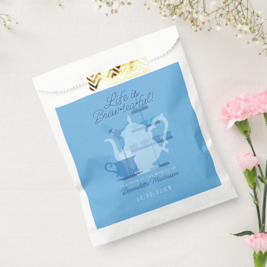 ベビーシャワーティーパーティーかわいいミニマリストチックブルー フェイバーバッグ (封をした状態)