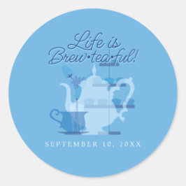 ベビーシャワーティーパーティーかわいいミニマリストチックブルー ラウンドシール