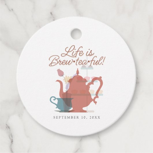 ベビーシャワーティーパーティーかわいいミニマリストボホニュートラル フェイバータグ (正面)