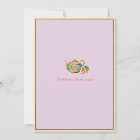 ベビーシャワーティーパーティーパープル薄紫の飲み方 招待状 (裏面)