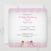 ベビーシャワーティーパーティーヴィンテージレースピンクフローラD 招待状 (裏面)