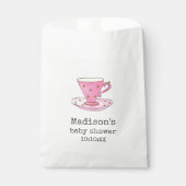 ベビーシャワーティーパーティー |水彩ピンクティーカップ フェイバーバッグ (正面)