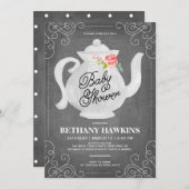 ベビーシャワーティーパーティー | 赤ちゃんシャワー 招待状 (正面/裏面)