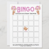 ベビーシャワーテディガール バブルピンクビンゴゲーム 招待状 (正面)