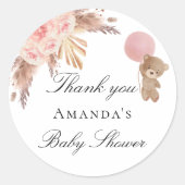 ベビーシャワーテディパンパスグラス赤面感謝していユー ラウンドシール (正面)