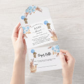 ベビーシャワーテディパンパスボーイフローラオムツラッフル オールインワン招待状 (貼ってはがせる)