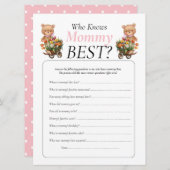 ベビーシャワーテディフラワール  ママのことがわかる女の子 招待状 (正面/裏面)