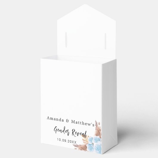 ベビーシャワーテディベアのパンパスグラス赤面フローラ フェイバーボックス (オープン)