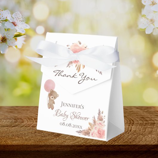 ベビーシャワーテディベアのパンパスグラス赤面フローラ フェイバーボックス