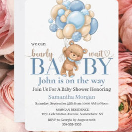 ベビーシャワーテディベアバルーンボーイテーマ 招待状