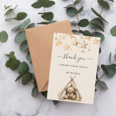 ベビーシャワーテディベアースターテントベージュ サンキューカード