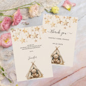 ベビーシャワーテディベアースターテントベージュ サンキューカード