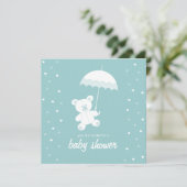 ベビーシャワーテディベアーブルー/任意の色の招待 招待状 (スタンド正面)