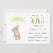 ベビーシャワーテディベア招待状イエローニュートラル 招待状 (正面)