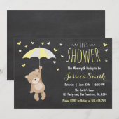 ベビーシャワーテディベア招待状ガールボーイイエロー 招待状 (正面/裏面)