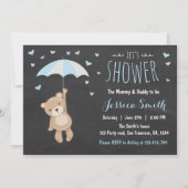 ベビーシャワーテディベア招待状男の赤ちゃんブルー 招待状 (正面)