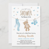 ベビーシャワーテディベア招待状男の赤ちゃん 招待状 (正面)