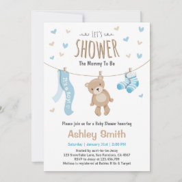 ベビーシャワーテディベア招待状男の赤ちゃん 招待状