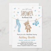 ベビーシャワーテディベア招待状男の赤ちゃん 招待状 (正面/裏面)