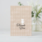 ベビーシャワーテディベア |タンアーガイル サンキューカード (スタンド正面)