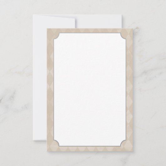 ベビーシャワーテディベア | タンアーガイル サンキューカード (裏面)