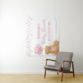 ベビーシャワーテディベア ピンクの星の背景 タペストリー (インサイチュ)